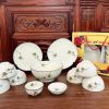 Bộ Bát đĩa Bát Tràng Vẽ đài Sen – 8613 | Bộ Bát Đĩa Đẹp