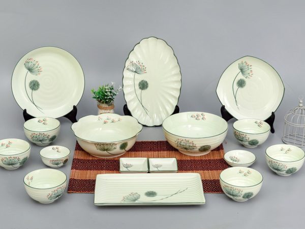 Bộ Bát đĩa Bát Tràng Vẽ Hoa Bồ Công Anh – 8640 | Bộ Bát Đĩa Đẹp