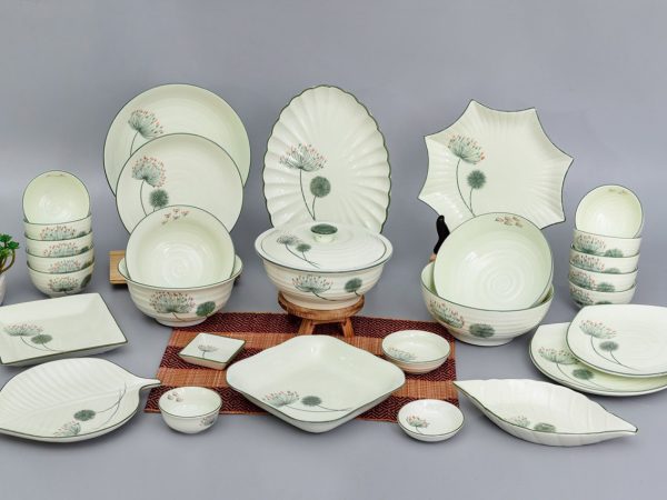 Bộ Bát đĩa Bát Tràng Vẽ Hoa Bồ Công Anh – 8642 | Bộ Bát Đĩa Đẹp