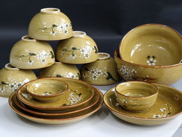 Bộ Bát đĩa Bát Tràng Vẽ Hoa đào Trắng 8643 | Bộ Bát Đĩa Đẹp