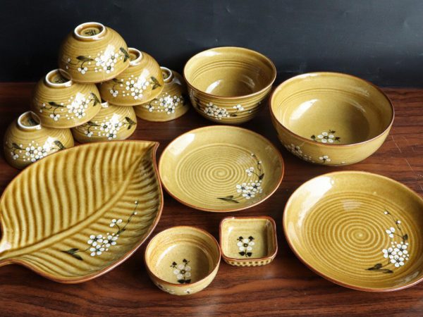 Bộ Bát đĩa Bát Tràng Vẽ Hoa đào Trắng – 8644 | Bộ Bát Đĩa Đẹp