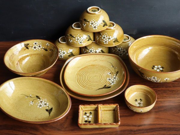 Bộ Bát đĩa Bát Tràng Vẽ Hoa đào Trắng – 8645 | Bộ Bát Đĩa Đẹp