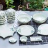 Bộ Bát đĩa Bát Tràng Vẽ Hoa Sen Xanh 8609 | Bộ Bát Đĩa Đẹp