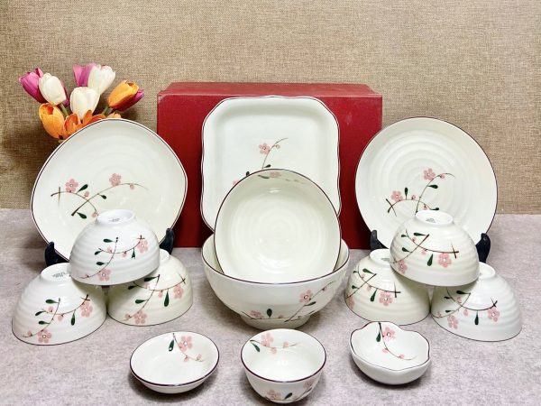 Bộ Bát đĩa Vẽ Hoa đàoo Hồng 8659 | Bộ Bát Đĩa Đẹp