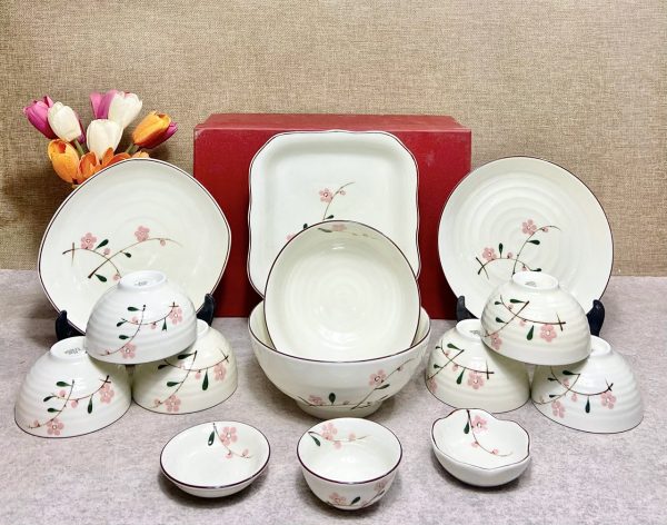 Bộ Bát đĩa Vẽ Hoa đàoo Hồng 8659 | Bộ Bát Đĩa Đẹp