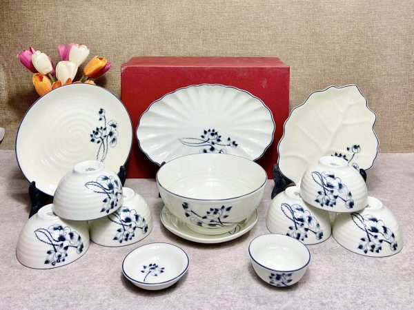 Bộ Bát đĩa Vẽ Hoa Sen Tràm 8658 | Bộ Bát Đĩa Đẹp